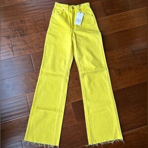 ZARA Yellow Wide Leg Jeans Full Length - Size 0